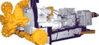A cutting machine with a white body and yellow cutting drums at both ends.
